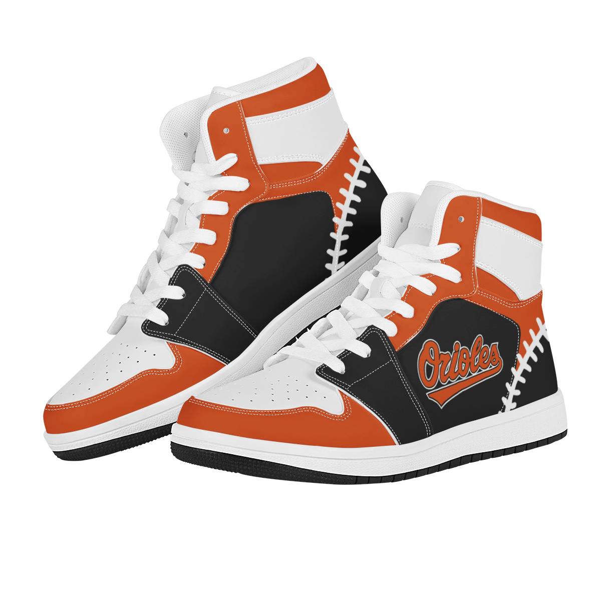 Women's Baltimore Orioles High Top Leather AJ1 Sneakers 002